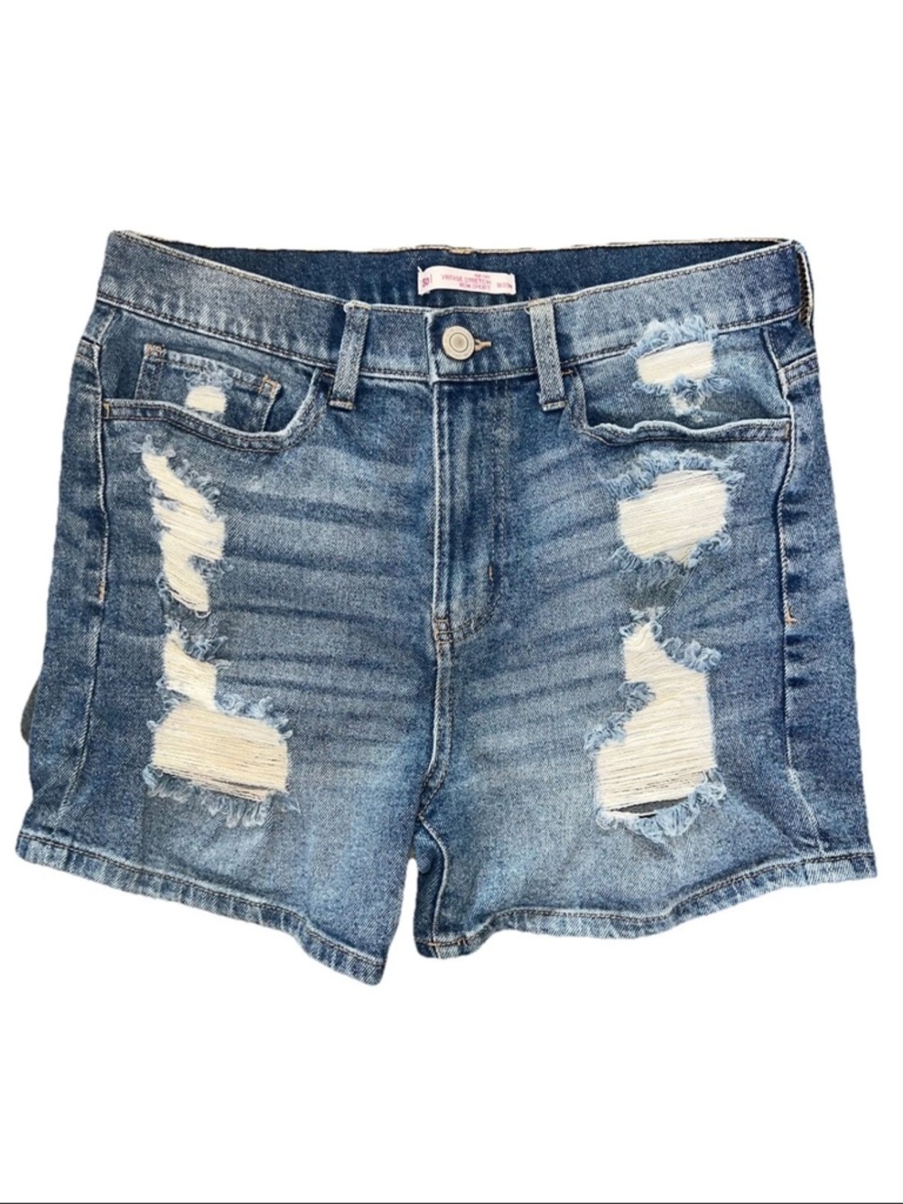 SO‎ Vintage Stretch Mom Shorts Distressed High Rise Denim Size 9